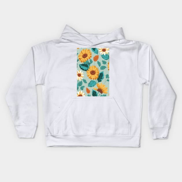 Pastel Colored Sunflowers Pattern Kids Hoodie by MelihsDump